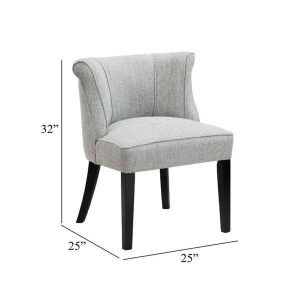 Vasu Accent Chair, Vertical Accents on Curved Back, Gray Polyester