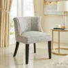 Vasu Accent Chair, Vertical Accents on Curved Back, Gray Polyester