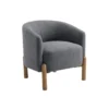 BM345415 Diya Barrel Style Accent Chair, Gray Polyester, Light Brown Wood Legs
