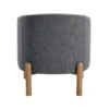 BM345415_2 Diya Barrel Style Accent Chair, Gray Polyester, Light Brown Wood Legs