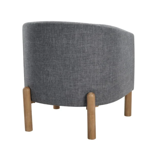 BM345415_3 Diya Barrel Style Accent Chair, Gray Polyester, Light Brown Wood Legs