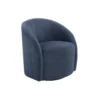 Saho Swivel Accent Chair, Barrel Style, Foam Padded, Modern Blue Boucle
