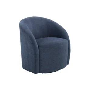 Saho Swivel Accent Chair, Barrel Style, Foam Padded, Modern Blue Boucle
