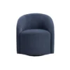 Saho Swivel Accent Chair, Barrel Style, Foam Padded, Modern Blue Boucle