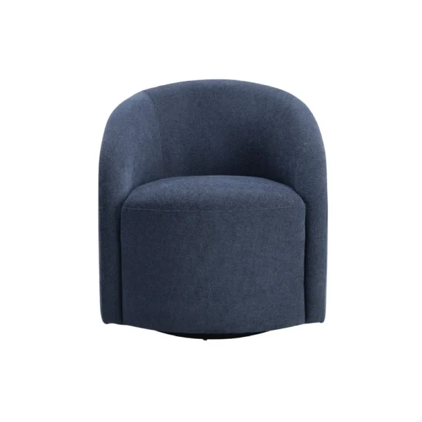 Saho Swivel Accent Chair, Barrel Style, Foam Padded, Modern Blue Boucle