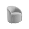 Saho Swivel Accent Chair, Barrel Style, Foam Padded, Light Gray Boucle