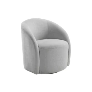 Saho Swivel Accent Chair, Barrel Style, Foam Padded, Light Gray Boucle
