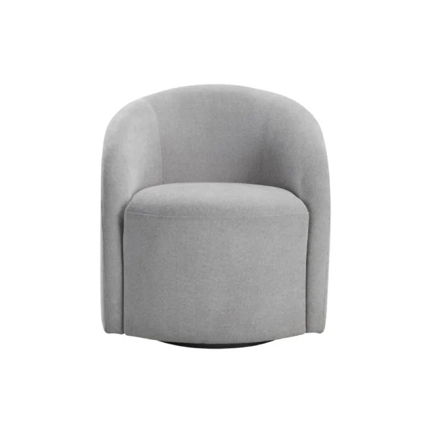 Saho Swivel Accent Chair, Barrel Style, Foam Padded, Light Gray Boucle
