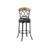 BM345430_1 Soni Swivel Bar Height Chair, Scroll Back, Faux Leather, Black Metal