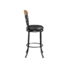 BM345430_3 Soni Swivel Bar Height Chair, Scroll Back, Faux Leather, Black Metal