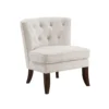 BM345433 Rose Accent Chair, Button Tufted Wingback, Beige Polyester, Brown Legs