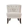 BM345433_1 Rose Accent Chair, Button Tufted Wingback, Beige Polyester, Brown Legs