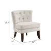 BM345433_4 Rose Accent Chair, Button Tufted Wingback, Beige Polyester, Brown Legs