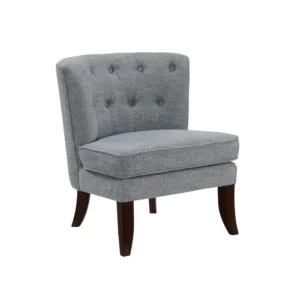 BM345434 Rose Accent Chair, Button Tufted Wingback, Dark Gray Polyester, Brown