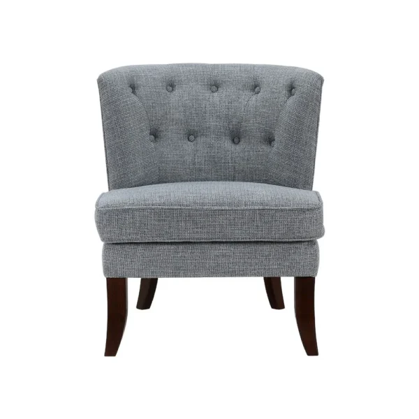 Rose Accent Chair, Button Tufted Wingback, Dark Gray Polyester, Brown
