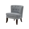 Rose Accent Chair, Button Tufted Wingback, Dark Gray Polyester, Brown