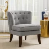 Rose Accent Chair, Button Tufted Wingback, Dark Gray Polyester, Brown