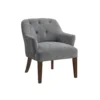 BM345436 Beca Accent Armchair, Button Tufted Back, Sloped Arms, Gray Polyester