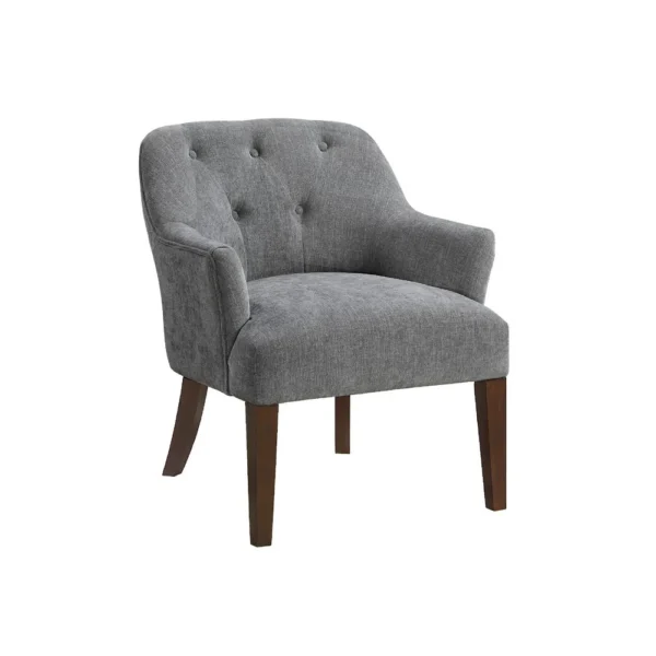 BM345436 Beca Accent Armchair, Button Tufted Back, Sloped Arms, Gray Polyester