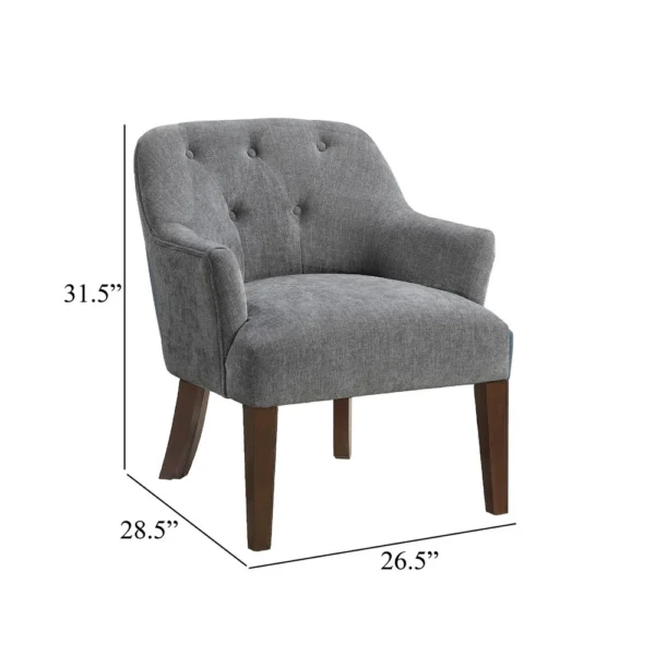 BM345436_4 Beca Accent Armchair, Button Tufted Back, Sloped Arms, Gray Polyester