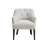 Beca Accent Armchair, Button Tufted Back, Sloped Arms, Beige Polyester
