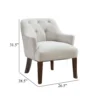 Beca Accent Armchair, Button Tufted Back, Sloped Arms, Beige Polyester