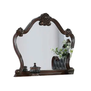 Ventra Dresser Mirror, 51 Inch Classic Arched Cherry Brown Solid Wood