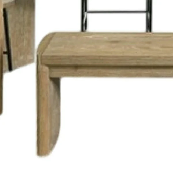 7pc Extendable Dining Table Set, 6 Beige Chairs, Solid Wood Oak Brown