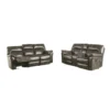BM347018 Josy 2pc Manual Reclining Sofa and Loveseat Set, Dark Gray Faux Leather