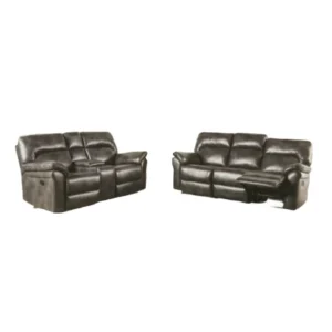 BM347018_1 Josy 2pc Manual Reclining Sofa and Loveseat Set, Dark Gray Faux Leather
