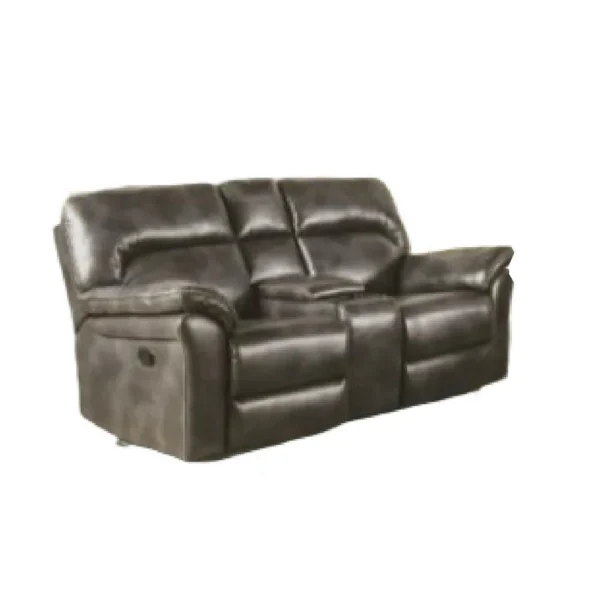 BM347018_2 Josy 2pc Manual Reclining Sofa and Loveseat Set, Dark Gray Faux Leather