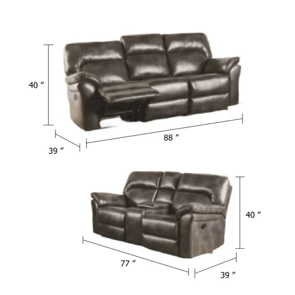 BM347018_4 Josy 2pc Manual Reclining Sofa and Loveseat Set, Dark Gray Faux Leather