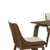 BM347025_2 Iken 5pc Dining Table Set, 4 Cream Fabric Chairs, Tapered Legs, Brown Wood