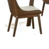 BM347025_3 Iken 5pc Dining Table Set, 4 Cream Fabric Chairs, Tapered Legs, Brown Wood
