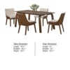 BM347025_4 Iken 5pc Dining Table Set, 4 Cream Fabric Chairs, Tapered Legs, Brown Wood