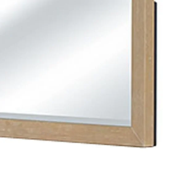 Tanya Dresser Mirror, Beveled Curved Edge, Natural Brown Wood 40x46