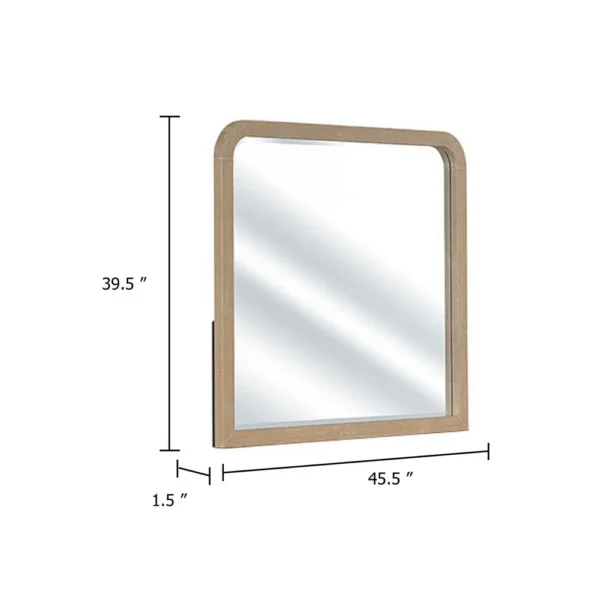 Tanya Dresser Mirror, Beveled Curved Edge, Natural Brown Wood 40x46