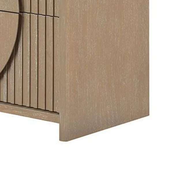Tanya Nightstand with 2 Drawers, Reeded Panels, Natural Brown Wood