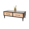 BM347631_1 Lucas Coffee Table, 2 Drawers, Brown, Black Solid Rubberwood, 52 Inch