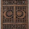 71 Inch 4 Panel Mango Wood Room Divider, Hand Carved, Sun & Moon Design, Brown
