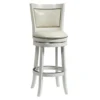 Nailhead Trim Round Leatherette Barstool with Flared Legs, White