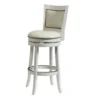 Nailhead Trim Round Leatherette Barstool with Flared Legs, White
