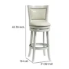 Nailhead Trim Round Leatherette Barstool with Flared Legs, White