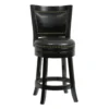 Nailhead Trim Round Leatherette Counter Stool with Flared Legs, Black