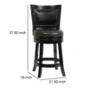 Nailhead Trim Round Leatherette Counter Stool with Flared Legs, Black
