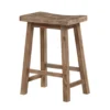 Wooden Frame Saddle Seat Counter Height Stool with Angled Legs, Brown