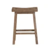Wooden Frame Saddle Seat Counter Height Stool with Angled Legs, Brown