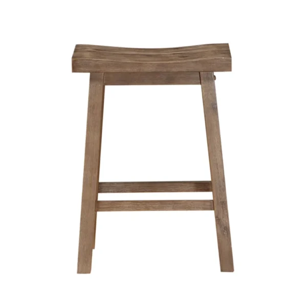 Wooden Frame Saddle Seat Counter Height Stool with Angled Legs, Brown