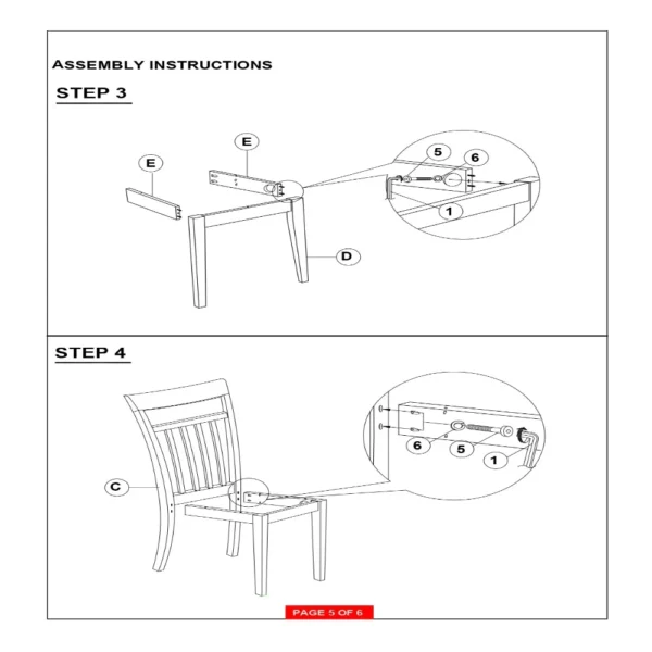 BM69424_page-0005 Classy 5 Piece Wooden Dining Table Set, Brown