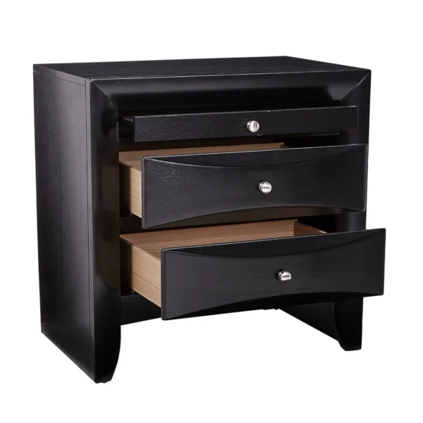 BM69441_1 Wooden 2 Drawer Nightstand with tray, Black